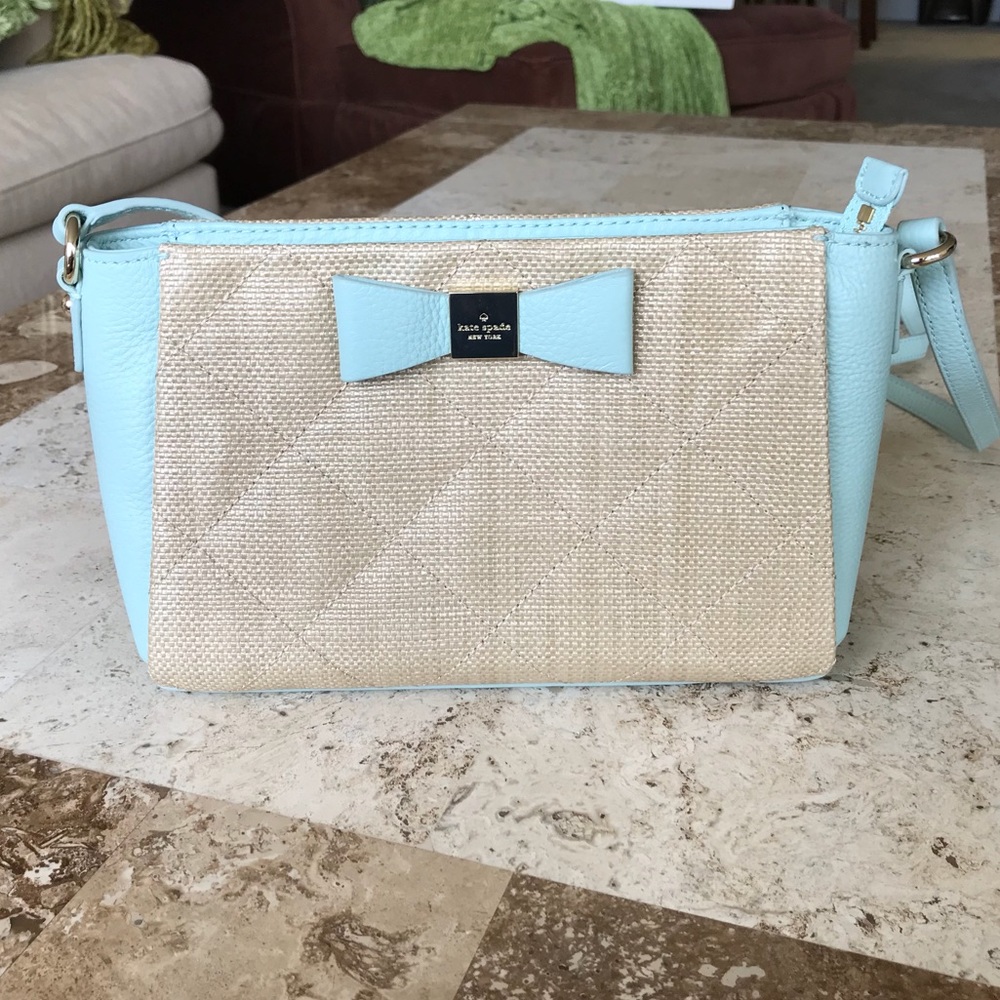 Authentic Kate Spade Straw & Leather Crossbody